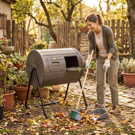 Compost Tumbler 37.5 Gallon Large Outdoor Compost Bin-Coffee - Coffee - Garden Tools