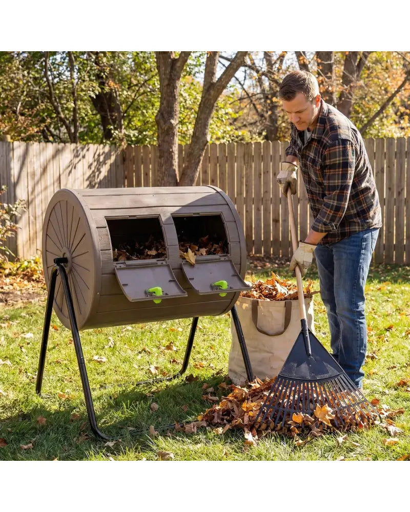 Compost Tumbler 37.5 Gallon Large Outdoor Compost Bin-Coffee - Coffee - Garden Tools