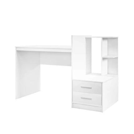 Computer Desk Home Office with Bookshelf and Drawers-White - White - Computer Desks