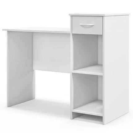 Computer Desk Modern Laptop PC Desk with Adjustable Shelf and Cable Hole-White - White - Computer Desks