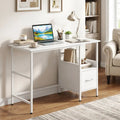 Computer Desk Modern Office Desk with Open Shelf and Storage Drawer-White - White - Computer Desks