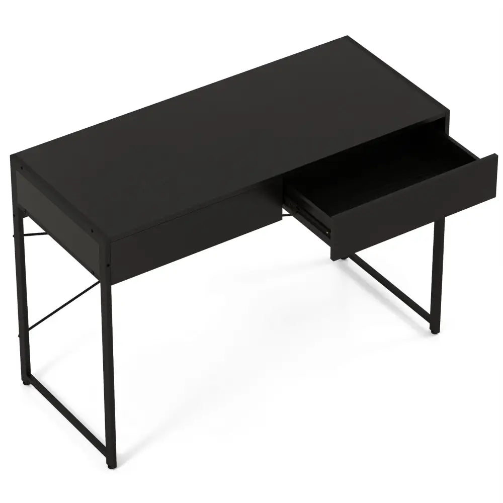 Computer Desk with 2 Drawers 44 Inch Home Office Desk with Metal Frame-Black - Black - Computer Desks