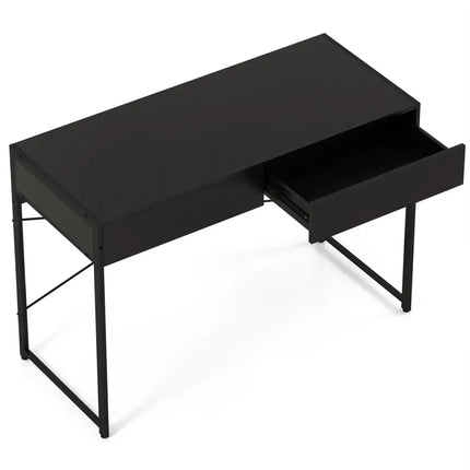 Computer Desk with 2 Drawers 44 Inch Home Office Desk with Metal Frame-Black - Black - Computer Desks
