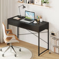 Computer Desk with 2 Drawers 44 Inch Home Office Desk with Metal Frame-Black - Black - Computer Desks