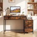 Computer Desk with 5 Drawers and Printer Stand for Bedroom and Small Spaces-Rustic Brown - Rustic Brown - Computer Desks