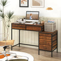 Computer Desk with 5 Drawers Home Office Desk with Side File Cabinet-Rustic Brown - Rustic Brown - Computer Desks