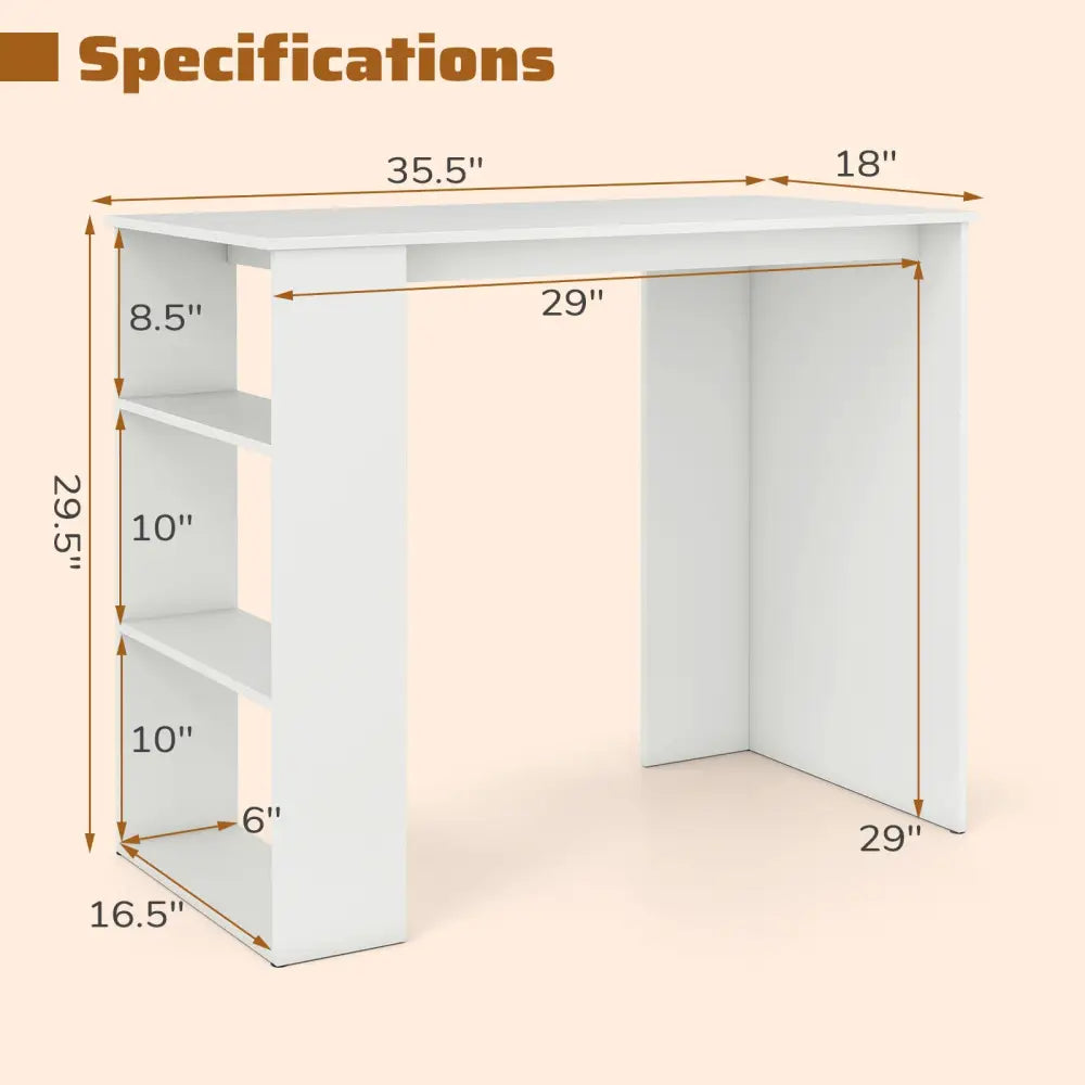 Computer Desk with Bookshelf for Small Space-White - White - Computer Desks