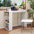 Computer Desk with Bookshelf for Small Space-White - White - Computer Desks