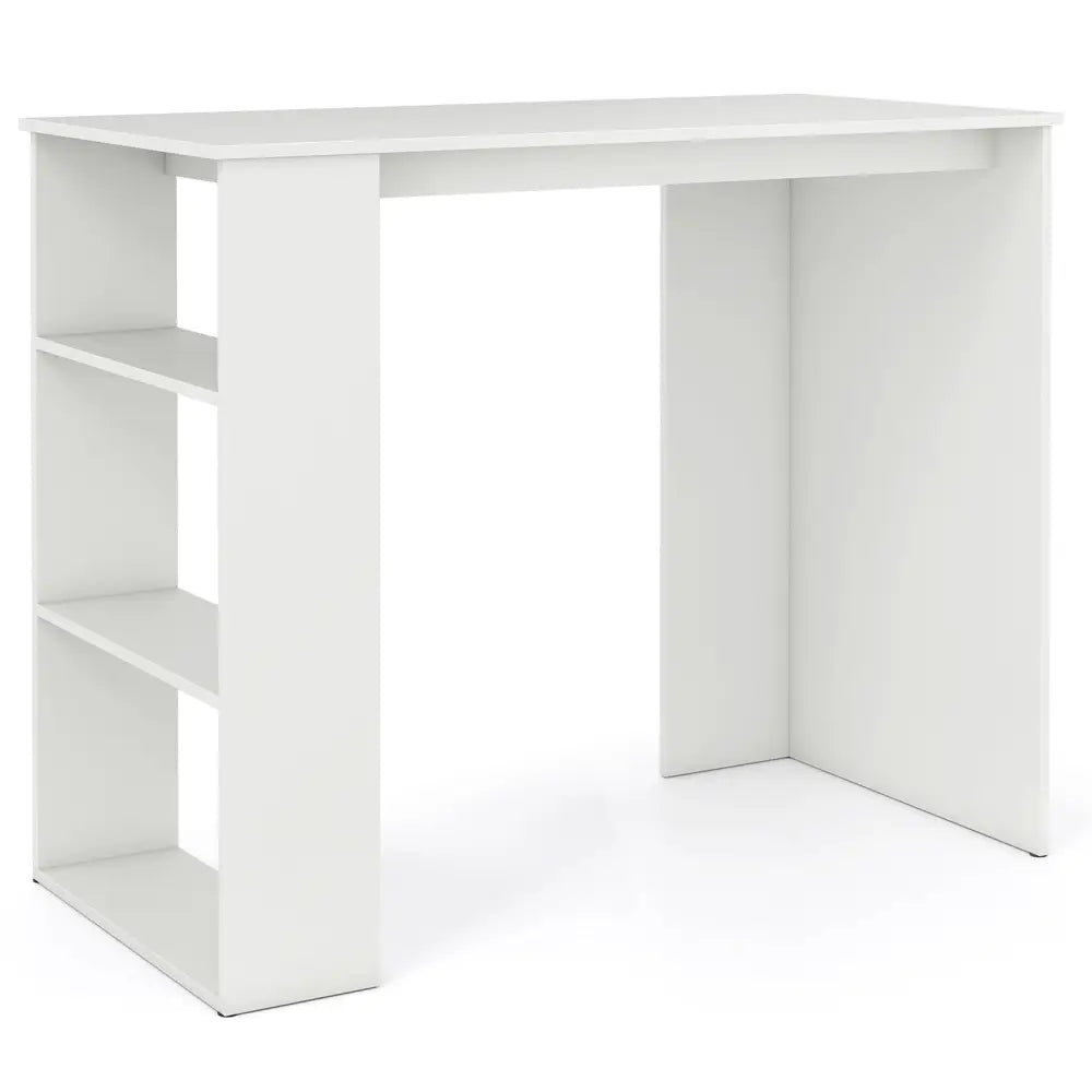 Computer Desk with Bookshelf for Small Space-White - White - Computer Desks