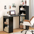 Computer Desk Writing Workstation Office with 6-Tier Storage Shelves-Black - Black - Computer Desks