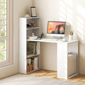Computer Desk Writing Workstation Office with 6-Tier Storage Shelves-White - White - Computer Desks