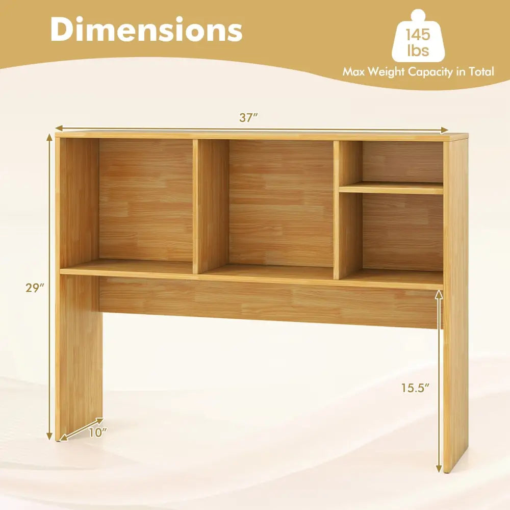 Computer Desktop Bookcase with 4 Cubbies and Open Back Compartment-Beige - Beige - Bookcases