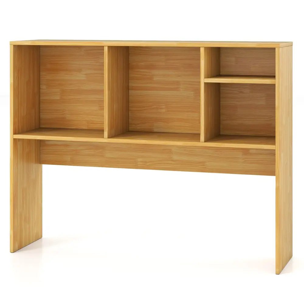 Computer Desktop Bookcase with 4 Cubbies and Open Back Compartment-Beige - Beige - Bookcases