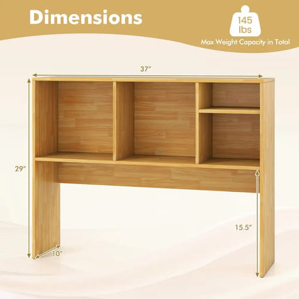 Computer Desktop Bookcase with 4 Cubbies and Open Back Compartment-Beige - Beige - Bookcases