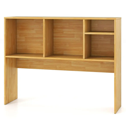 Computer Desktop Bookcase with 4 Cubbies and Open Back Compartment-Beige - Beige - Bookcases