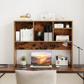 Computer Desktop Bookcase with 4 Cubbies and Open Back Compartment-Coffee - Coffee - Bookcases