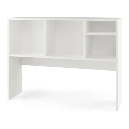 Computer Desktop Bookcase with 4 Cubbies and Open Back Compartment-White - White - Bookcases