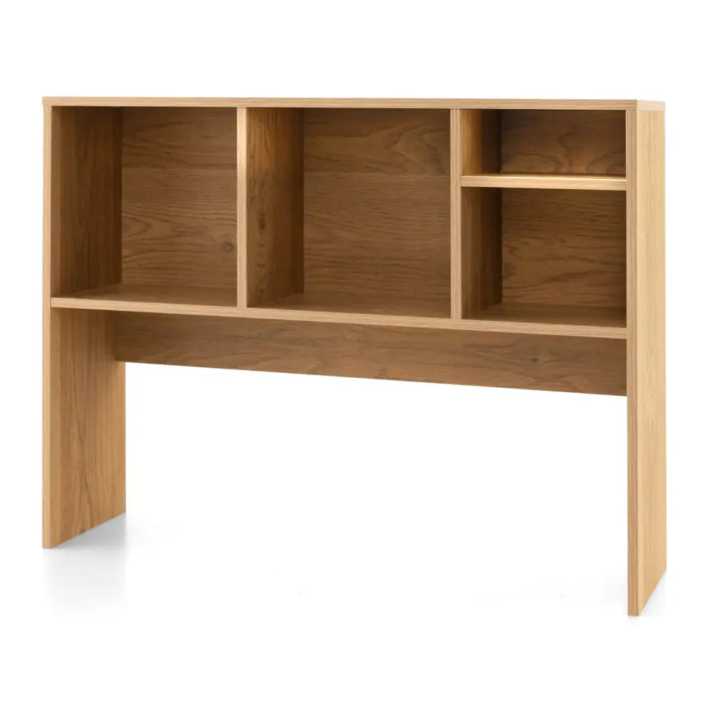 Computer Desktop Bookcase with 4 Cubbies and Open Back Compartment-Natural - Natural - Bookcases