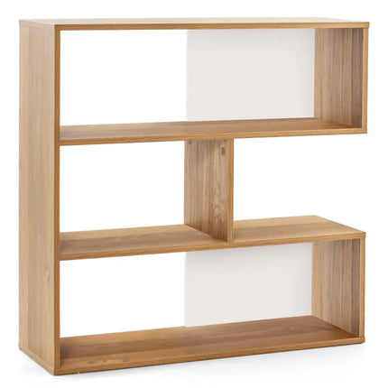 Concave Bookshelf 3-Shelf Open Bookcase with Anti-Toppling Device for Living Room Study Office - Natural - Bookcases
