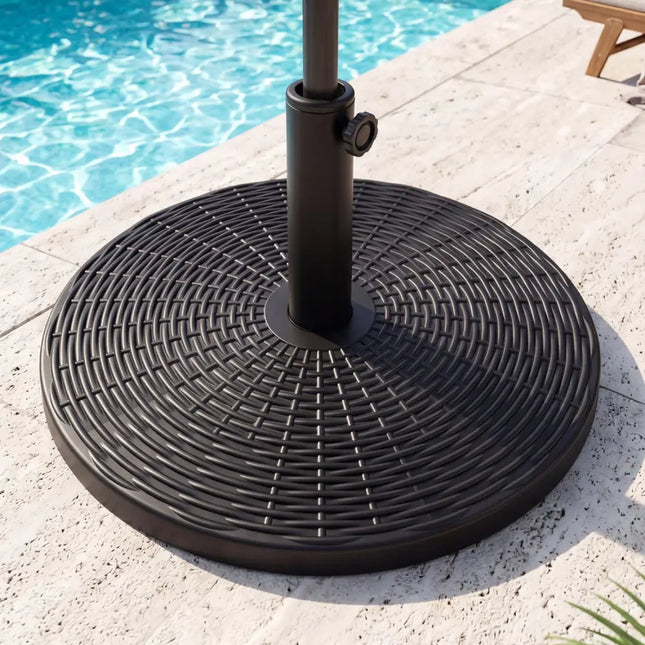 Concrete Patio Umbrella Base with Rattan Pattern for Lawn - Black - Outdoor Umbrella Bases