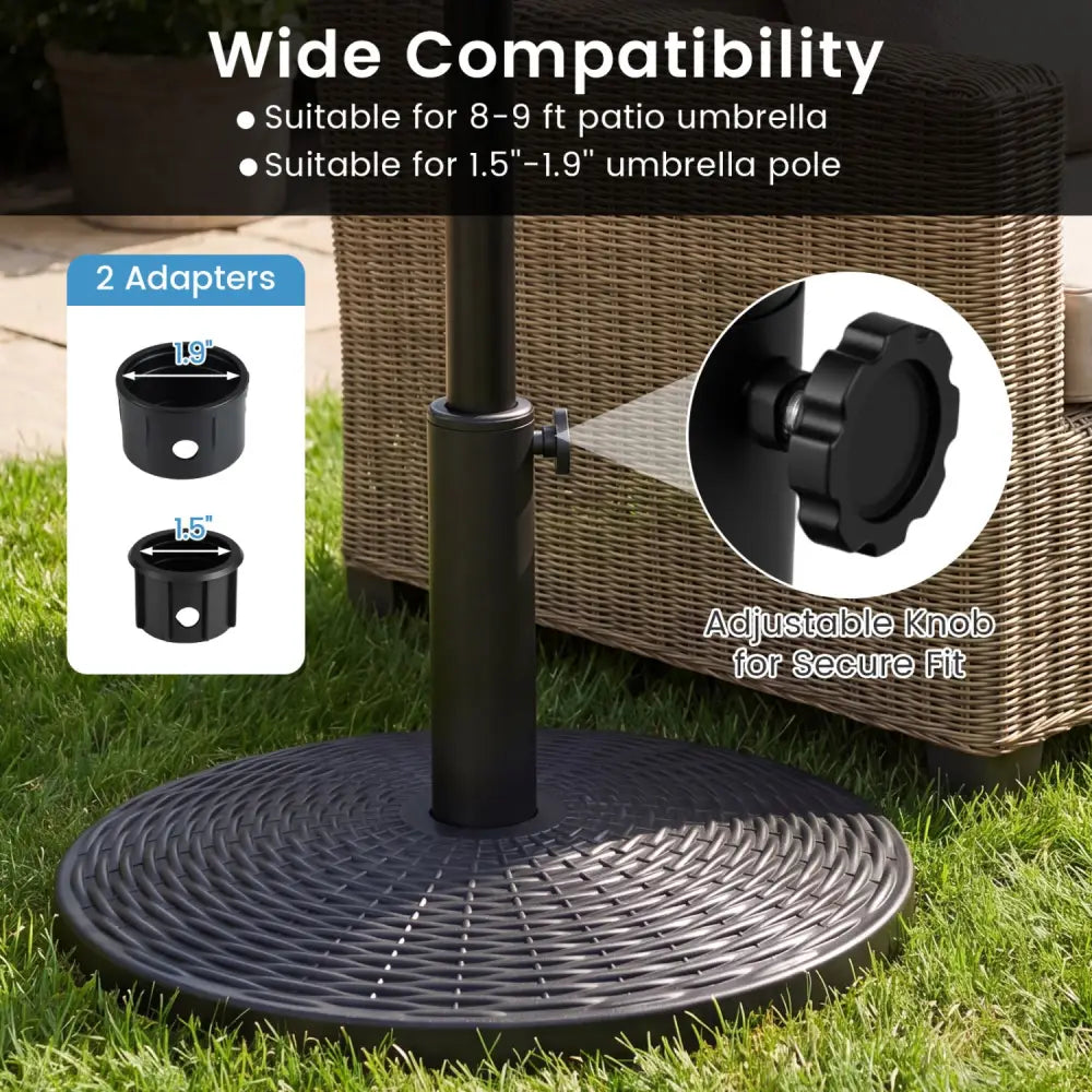 Concrete Patio Umbrella Base with Rattan Pattern for Lawn - Black - Outdoor Umbrella Bases