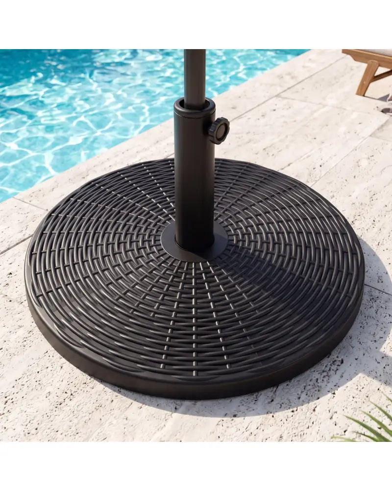 Concrete Patio Umbrella Base with Rattan Pattern for Lawn - Black - Outdoor Umbrella Bases