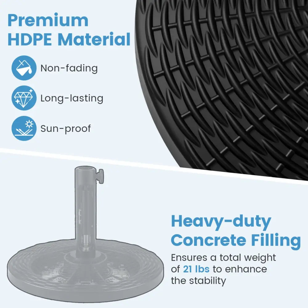 Concrete Patio Umbrella Base with Rattan Pattern for Lawn - Black - Outdoor Umbrella Bases