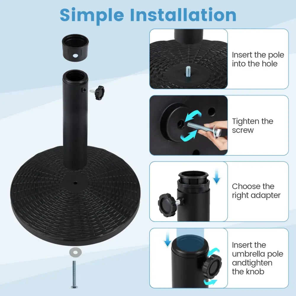 Concrete Patio Umbrella Base with Rattan Pattern for Lawn - Black - Outdoor Umbrella Bases