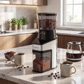 Conical Burr Coffee Grinder with 60 Precise Grinding Settings and Digital Display-Silver - Silver - Juicers & Coffee