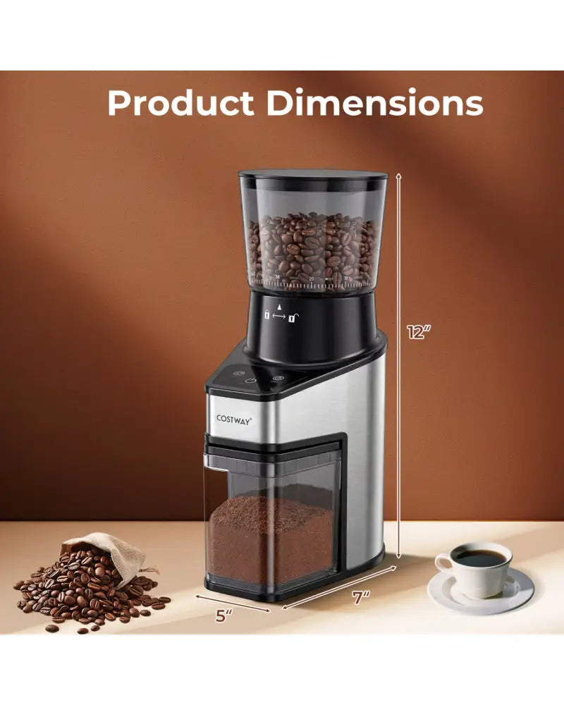 Conical Burr Coffee Grinder with 60 Precise Grinding Settings and Digital Display-Silver - Silver - Juicers & Coffee