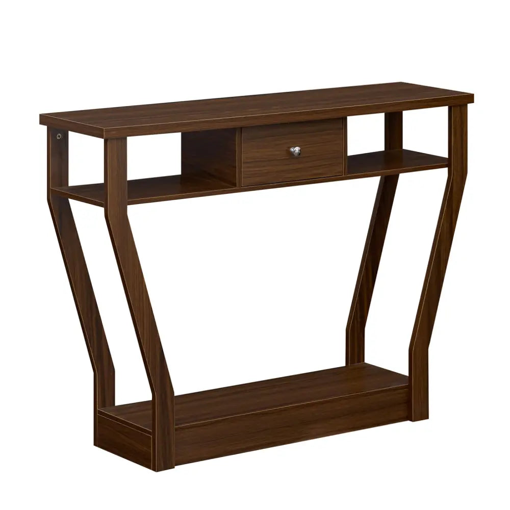 Console Hall Table with Storage Drawer and Shelf-Walnut - Walnut - Console Tables