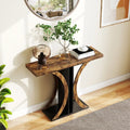 Console Table 39.5 Inch Rectangular Entryway Table with Geometric Frame-Rustic Brown - Rustic Brown - Console Tables