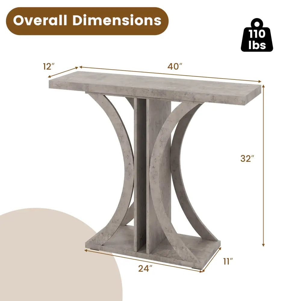 Console Table 39.5 Inch Rectangular Entryway Table with Geometric Frame-Gray - Gray - Console Tables