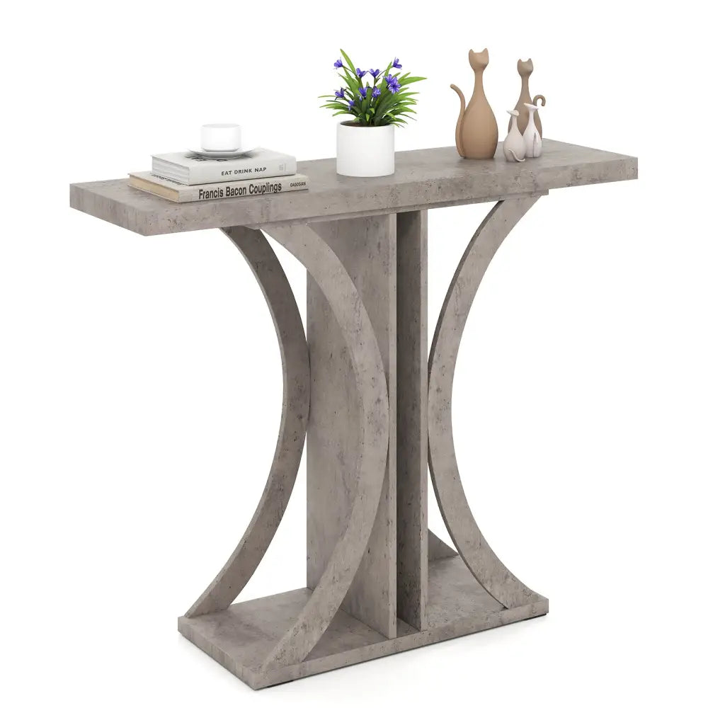 Console Table 39.5 Inch Rectangular Entryway Table with Geometric Frame-Gray - Gray - Console Tables