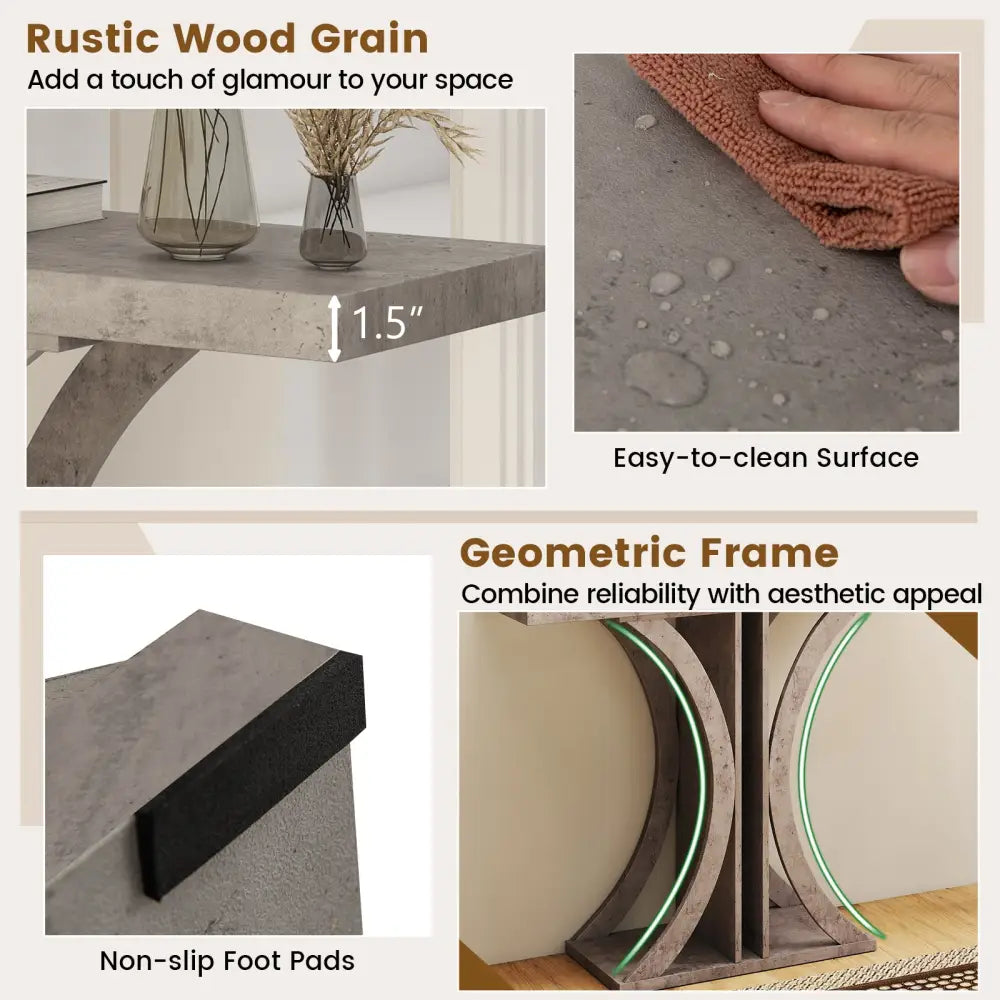 Console Table 39.5 Inch Rectangular Entryway Table with Geometric Frame-Gray - Gray - Console Tables