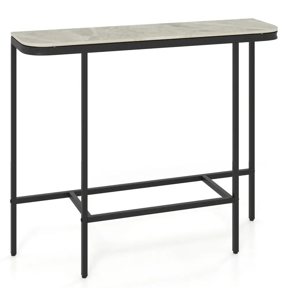 Console Table 44-Inch Entryway Table with Faux Marble Tabletop and Heavy-Duty Metal Frame-Gray - Gray - Console Tables