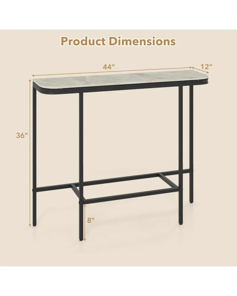 Console Table 44-Inch Entryway Table with Faux Marble Tabletop and Heavy-Duty Metal Frame-Gray - Gray - Console Tables