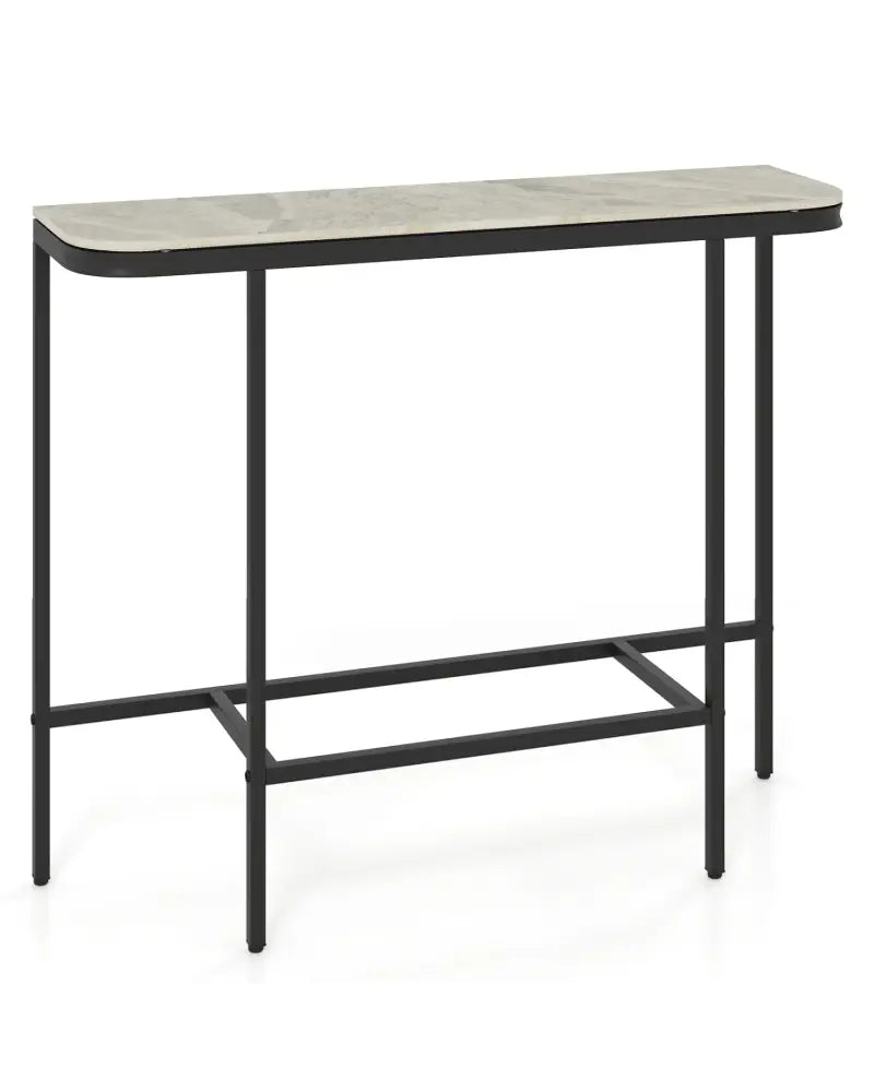 Console Table 44-Inch Entryway Table with Faux Marble Tabletop and Heavy-Duty Metal Frame-Gray - Gray - Console Tables