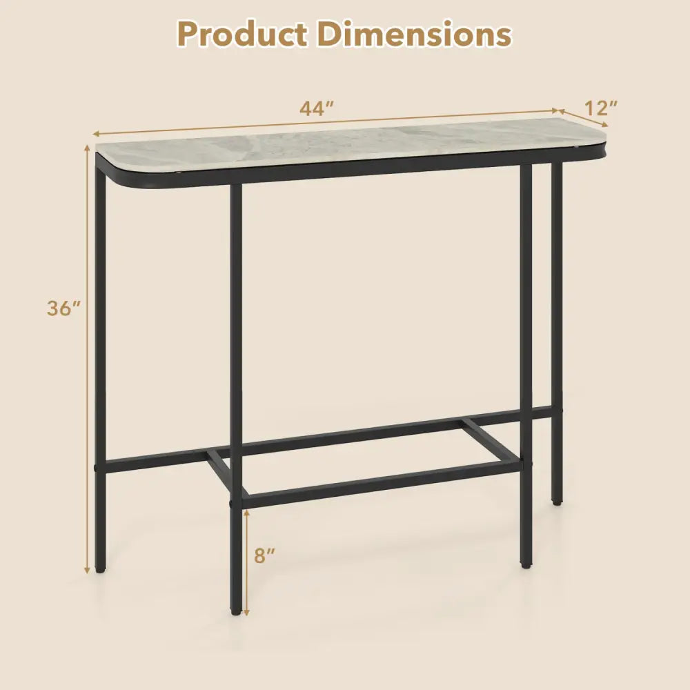 Console Table 44-Inch Entryway Table with Faux Marble Tabletop and Heavy-Duty Metal Frame-Gray - Gray - Console Tables