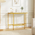 Console Table 44-Inch Entryway Table with Faux Marble Tabletop and Heavy-Duty Metal Frame-White - White - Console Tables