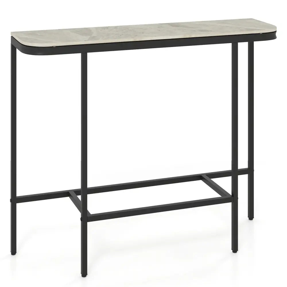 Console Table 44-Inch Entryway Table with Faux Marble Tabletop and Heavy-Duty Metal Frame-Gray - Gray - Console Tables