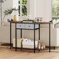 Console Table with 2 Drawers and Open Storage Shelf-Rustic Brown - Rustic Brown - Console Tables