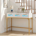 Console Table with LED Lighting and Charging Station for Living Room and Hallway-White - White - Console Tables