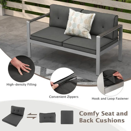 Contemporary 2-Person Sofa Chair with WPC Armrests for Balcony Backyard Porch - Gray - Outdoor Benches