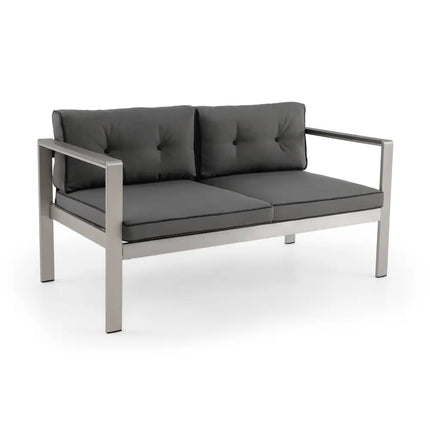 Contemporary 2-Person Sofa Chair with WPC Armrests for Balcony Backyard Porch - Gray - Outdoor Benches
