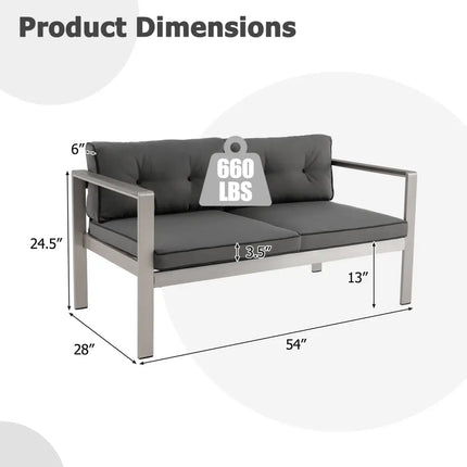 Contemporary 2-Person Sofa Chair with WPC Armrests for Balcony Backyard Porch - Gray - Outdoor Benches