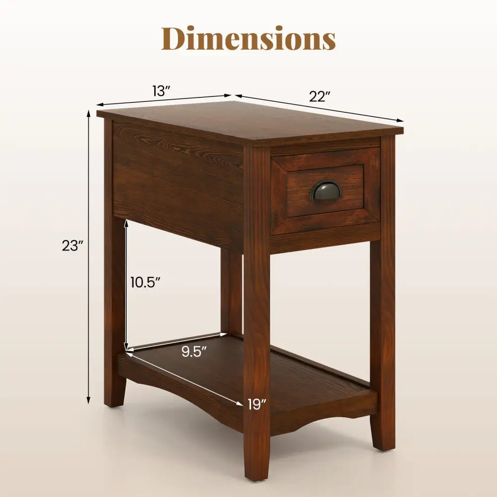 Contemporary Chair Side End Table Compact Table with Drawer Nightstand-Natural - Natural - End & Side Tables