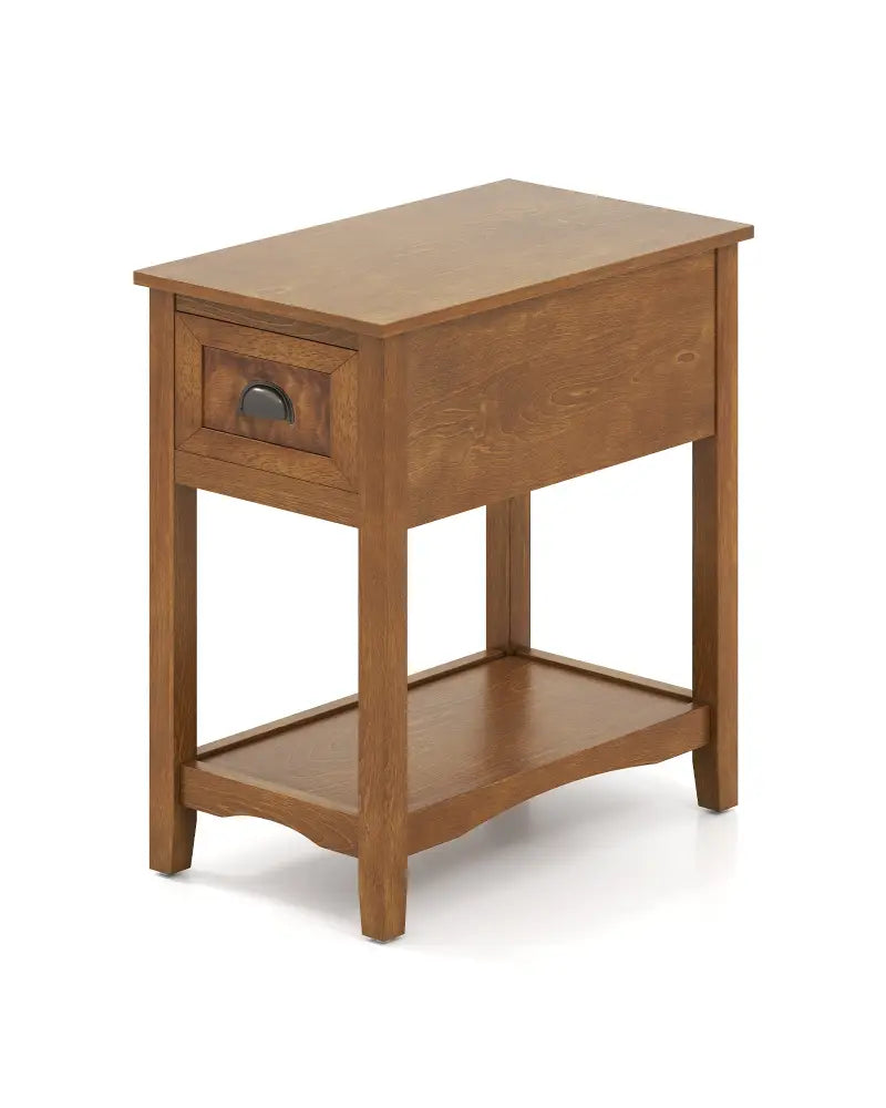 Contemporary Chair Side End Table Compact Table with Drawer Nightstand-Yellow - Yellow - End & Side Tables