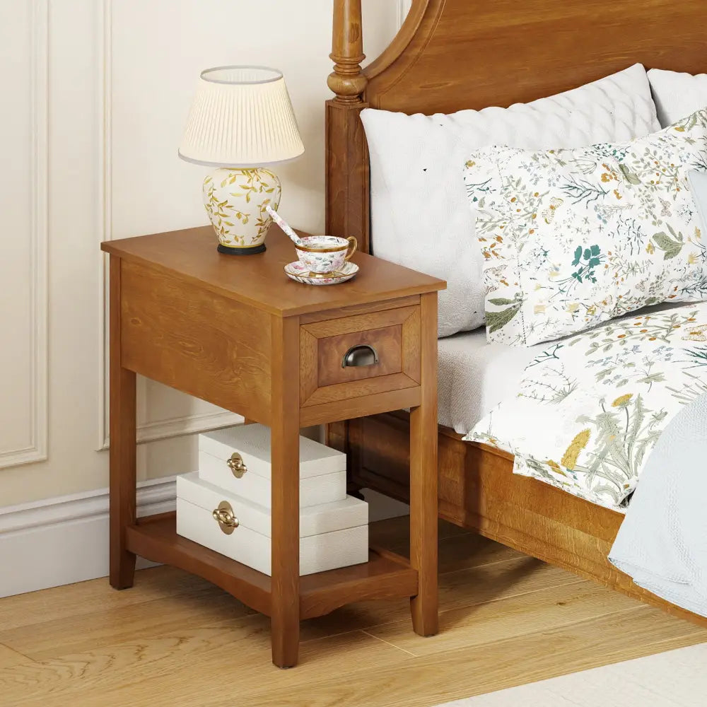 Contemporary Chair Side End Table Compact Table with Drawer Nightstand-Yellow - Yellow - End & Side Tables