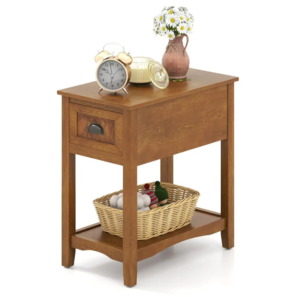 Contemporary Chair Side End Table Compact Table with Drawer Nightstand-Yellow - Yellow - End & Side Tables